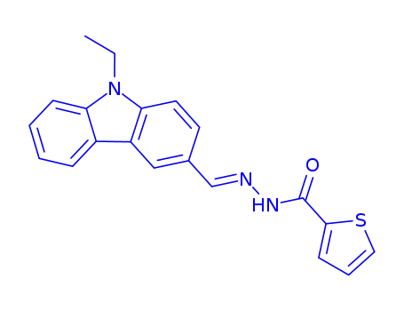 Molecular Structure of 314764-65-3 (N'-[(9-ethyl-9H-carbazol-3-yl)methylene]-2-thiophenecarbohydrazide)