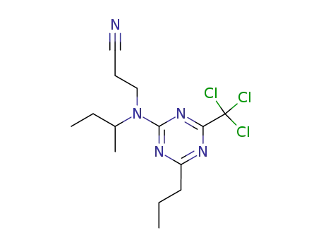 Molecular Structure of 24863-54-5 (3-{butan-2-yl[4-propyl-6-(trichloromethyl)-1,3,5-triazin-2-yl]amino}propanenitrile)