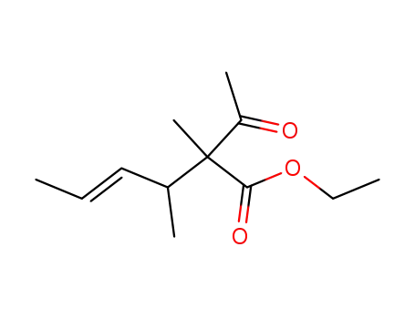 Molecular Structure of 24810-56-8 (4-Hexenoic acid, 2-acetyl-2,3-dimethyl-, ethyl ester, (E)- (stereoisom er 2))