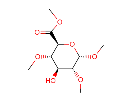 Molecular Structure of 51433-24-0 ((2S,3S,4S,5R,6S)-4-Hydroxy-3,5,6-trimethoxy-tetrahydro-pyran-2-carboxylic acid methyl ester)