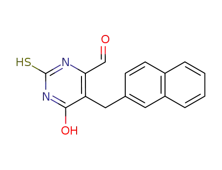 Molecular Structure of 31349-88-9 (5-(naphthalen-2-ylmethyl)-6-oxo-2-thioxo-1,2,3,6-tetrahydropyrimidine-4-carbaldehyde)