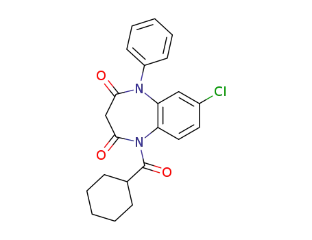 Molecular Structure of 24826-55-9 (7-chloro-1-(cyclohexylcarbonyl)-5-phenyl-1H-1,5-benzodiazepine-2,4(3H,5H)-dione)