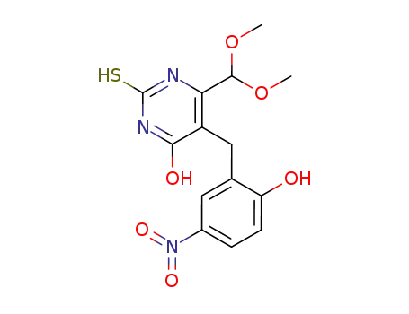 Molecular Structure of 31349-18-5 (6-(dimethoxymethyl)-5-(2-hydroxy-5-nitrobenzyl)-2-thioxo-2,3-dihydropyrimidin-4(1H)-one)