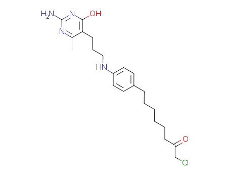 Molecular Structure of 2499-32-3 (2-amino-5-(3-{[4-(8-chloro-7-oxooctyl)phenyl]amino}propyl)-6-methylpyrimidin-4(1H)-one)