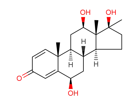 Molecular Structure of 136286-32-3 (6β,12β,17β-trihydroxy-17α-methylandrost-1,4-dien-3-one)