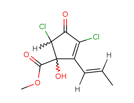 2-Cyclopentene-1-carboxylicacid, 3,5-dichloro-1-hydroxy-4-oxo-2-(1E)-1-propen-1-yl-, methyl ester,(1S,5S)- cas  25707-30-6