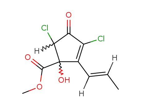 3,5-Dichloro-1-hydroxy-4-oxo-2-(1-propenyl)-2-cyclopentene-1-carboxylic acid methyl ester