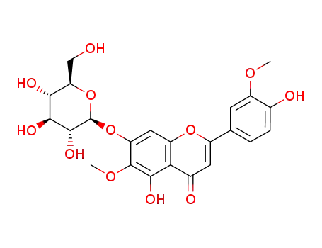 Molecular Structure of 25474-11-7 (7-(β-D-Glucopyranosyloxy)-4',5-dihydroxy-3',6-dimethoxyflavone)