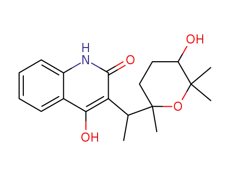 Molecular Structure of 25865-94-5 (2-hydroxy-3-[1-(5-hydroxy-2,6,6-trimethyltetrahydro-2H-pyran-2-yl)ethyl]quinolin-4(1H)-one)