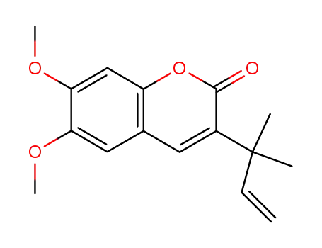 Molecular Structure of 31526-60-0 (3-(1,1-Dimethyl-2-propenyl)-6,7-dimethoxy-2H-1-benzopyran-2-one)