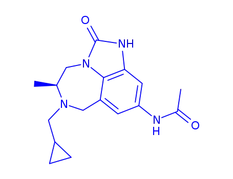 Molecular Structure of 257891-46-6 (N-[6-(cyclopropylmethyl)-5-methyl-2-oxo-1,2,4,5,6,7-hexahydroimidazo[4,5,1-jk][1,4]benzodiazepin-9-yl]acetamide)