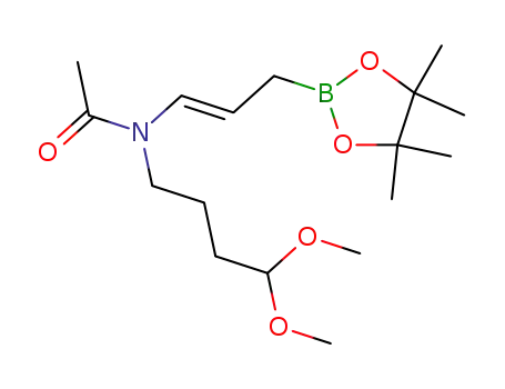 Molecular Structure of 259526-23-3 (<i>N</i>-(4,4-dimethoxy-butyl)-<i>N</i>-[3-(4,4,5,5-tetramethyl-[1,3,2]dioxaborolan-2-yl)-propenyl]-acetamide)