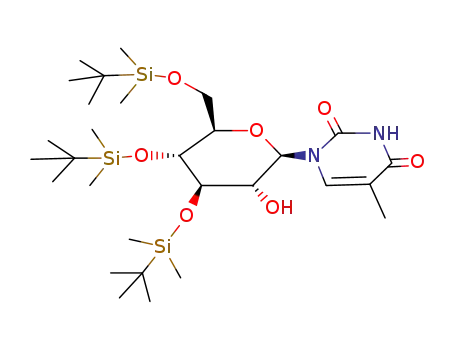 1-(3',4',6'-tri-O-(tert-butyldimethylsilyl)-β-D-glucopyranosyl)-5-methyl-2,4(1H,3H)-pyrimidinedione