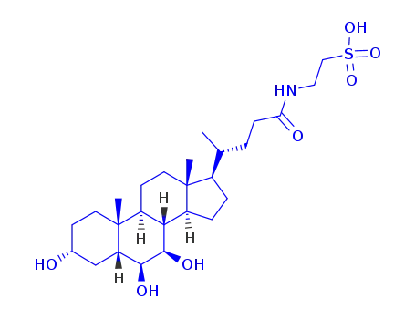 Molecular Structure of 25696-60-0 (2-[[(4R)-4-[(3R,5R,6S,7R,10R,13R,17R)-3,6,7-trihydroxy-10,13-dimethyl-2,3,4,5,6,7,8,9,11,12,14,15,16,17-tetradecahydro-1H-cyclopenta[a]phenanthren-17-yl]pentanoyl]amino]ethanesulfonic acid)