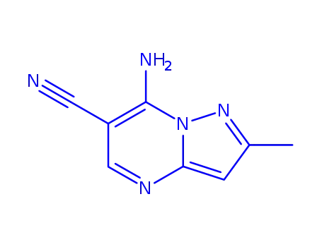 Molecular Structure of 255389-59-4 (7-amino-2-methylpyrazolo[1,5-a]pyrimidine-6-carbonitrile(SALTDATA: FREE))