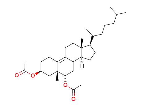 Molecular Structure of 2572-56-7 ((3beta,5beta,6beta,17beta)-5-methyl-17-[(2R)-6-methylheptan-2-yl]estr-9-ene-3,6-diyl diacetate)