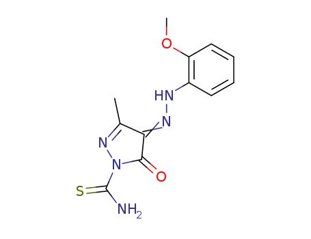 Molecular Structure of 26281-09-4 (4-[(2-methoxyphenyl)hydrazono]-3-methyl-5-oxo-4,5-dihydro-1H-pyrazole-1-carbothioamide)