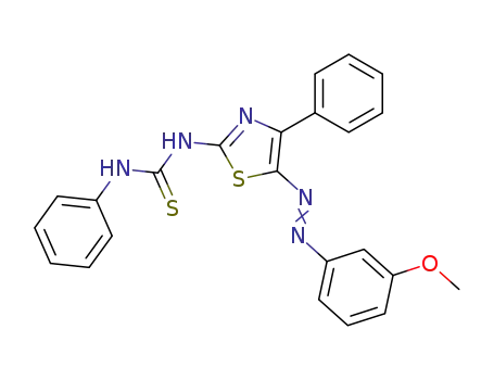 Molecular Structure of 26164-69-2 (1-{5-[(3-methoxyphenyl)hydrazono]-4-phenyl-1,3-thiazol-2(5H)-ylidene}-3-phenylthiourea)