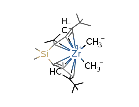 Molecular Structure of 261526-72-1 (RAC-DIMETHYLSILYLBIS-(4-TERT-BUTYL-2-METHYLCYCLOPENTADIENYL)ZIRCONIUM(IV)DIMETHYL)