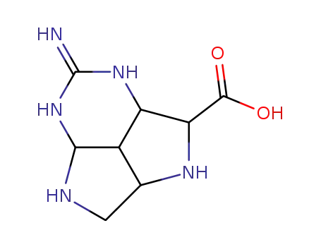 Molecular Structure of 25990-48-1 ((2aR,4aβ,7aβ,7bβ)-Decahydro-6-imino-1,3,5,7-tetraaza-1H-cyclopent[cd]indene-4α-carboxylic acid)