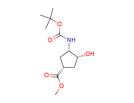 (1S,2R,4R)-N-BOC-1-Amino-2-hydroxycyclopentane-4-carboxylic acid methyl ester, 98% ee, 95%