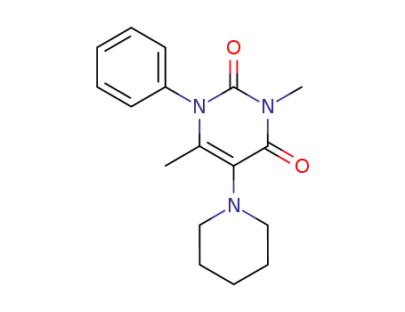 Molecular Structure of 32049-92-6 (3,6-dimethyl-1-phenyl-5-(piperidin-1-yl)pyrimidine-2,4(1H,3H)-dione)