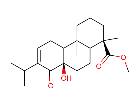 Molecular Structure of 32111-53-8 (1-Phenanthrenecarboxylic acid, 1,2,3,4,4a,4b,5,8,8a,9,10,10a-dodecahyd ro-8a-hydroxy-1,4a-dimethyl-7-(1-methylethyl)-8-oxo-, methyl ester, [1 -(1alpha,4abeta,4balpha,8aalpha,10aalpha)]-)