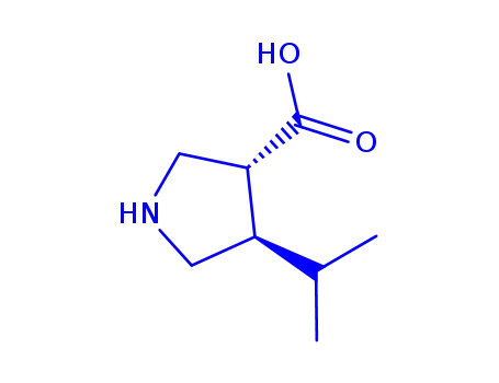 Molecular Structure of 261896-36-0 (3-Pyrrolidinecarboxylicacid,4-(1-methylethyl)-,(3R,4R)-rel-(9CI))