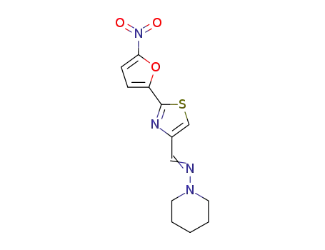 Molecular Structure of 31898-47-2 (N-{[2-(5-nitrofuran-2-yl)-1,3-thiazol-4-yl]methylidene}piperidin-1-amine)
