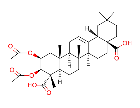 Molecular Structure of 104693-46-1 (2β,3β-diacetoxy-olean-12-ene-23,28-dioic acid)