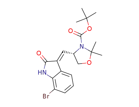 4-(7-bromo-2-oxo-1,2-dihydro-indol-3-ylidenemethyl)-2,2-dimethyl-oxazolidine-3-carboxylic acid <i>tert</i>-butyl ester