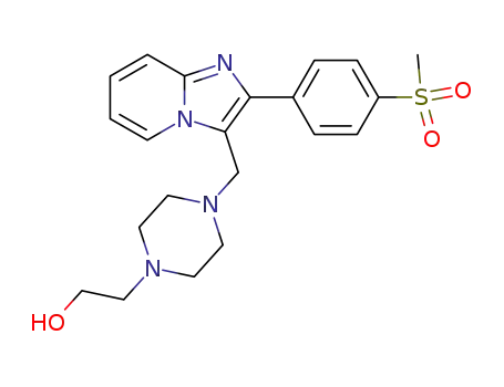 Molecular Structure of 2609-67-8 (4-[[2-[p-(Methylsulfonyl)phenyl]imidazo[1,2-a]pyridin-3-yl]methyl]-1-piperidineethanol)