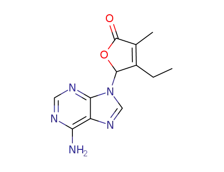 Molecular Structure of 26212-27-1 (5-(6-amino-9H-purin-9-yl)-4-ethyl-3-methylfuran-2(5H)-one)