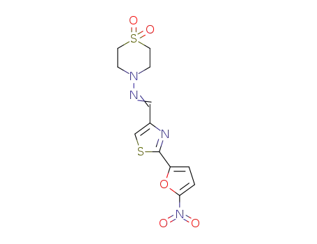 Molecular Structure of 31898-49-4 (N-{[2-(5-nitrofuran-2-yl)-1,3-thiazol-4-yl]methylidene}thiomorpholin-4-amine 1,1-dioxide)