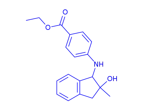 Molecular Structure of 3199-90-4 (ethyl 4-[(2-hydroxy-2-methyl-2,3-dihydro-1H-inden-1-yl)amino]benzoate)