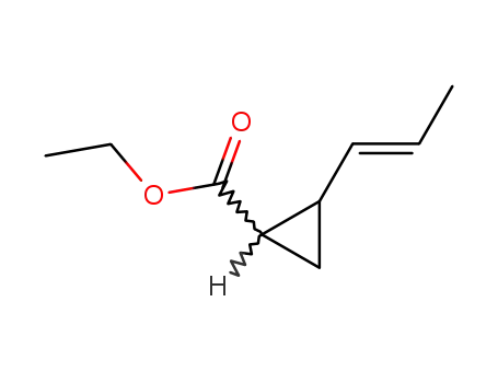 Molecular Structure of 263772-24-3 (Cyclopropanecarboxylic acid, 2-(1E)-1-propenyl-, ethyl ester (9CI))