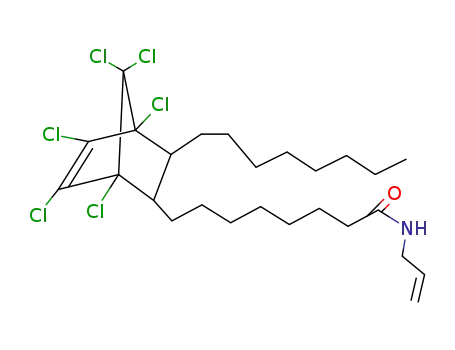 Molecular Structure of 25995-23-7 (8-(1,4,5,6,7,7-hexachloro-3-octylbicyclo[2.2.1]hept-5-en-2-yl)-N-(prop-2-en-1-yl)octanamide)