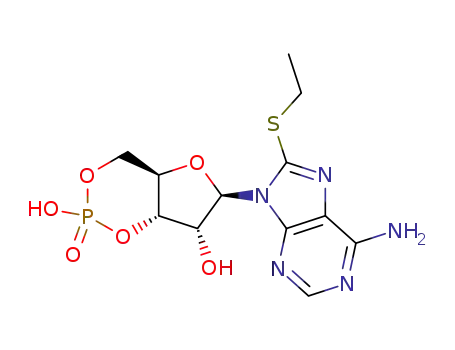 Molecular Structure of 31966-51-5 (8-THIOETHYLADENOSINE 3':5'-CYCLIC*MONOPH OSPHATE)