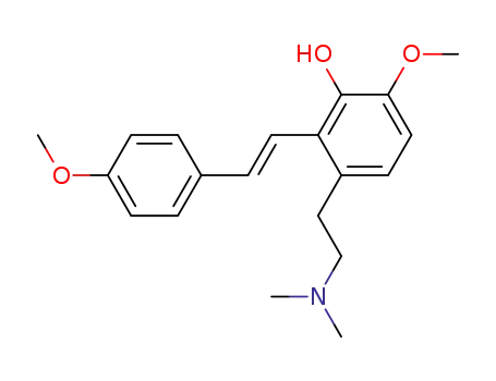 Molecular Structure of 2609-29-2 (3-[2-(Dimethylamino)ethyl]-6-methoxy-2-[(E)-2-(4-methoxyphenyl)ethenyl]phenol)