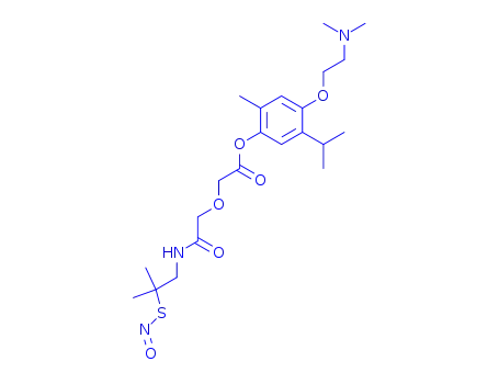Molecular Structure of 260267-68-3 (2-[2-[2-Methyl-2-(nitrososulfanyl)propylamino]-2-oxoethoxy]acetic acid 4-[2-(dimethylamino)ethoxy]-5-isopropyl-2-methylphenyl ester succinate)