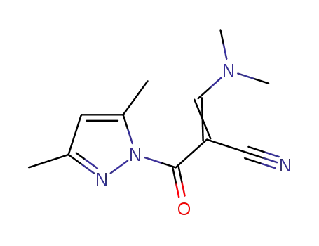 Molecular Structure of 263761-80-4 (3-(DIMETHYLAMINO)-2-[(3,5-DIMETHYL-1H-PYRAZOL-1-YL)CARBONYL]ACRYLONITRILE)