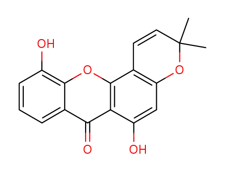 Molecular Structure of 26486-92-0 (3H,7H-Pyrano[2,3-c]xanthen-7-one,6,11-dihydroxy-3,3-dimethyl-)