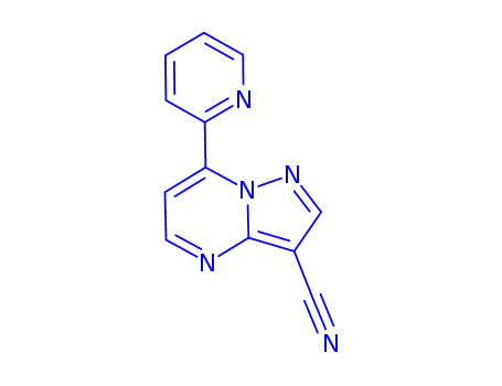 Molecular Structure of 320417-17-2 (7-(2-PYRIDINYL)PYRAZOLO[1,5-A]PYRIMIDINE-3-CARBONITRILE)