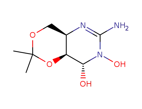Molecular Structure of 272106-61-3 (4H-1,3-Dioxino[5,4-d]pyrimidin-8-ol, 6-amino-4a,7,8,8a-tetrahydro-7-hydroxy-2,2-dimethyl-, (4aR,8R,8aS)- (9CI))