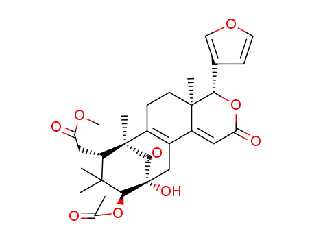 Molecular Structure of 26906-60-5 ((4R)-10α-(Acetyloxy)-4β-(3-furanyl)-4,4a,5,6,7,8,9,10,11,12-decahydro-11α-hydroxy-4aβ,7,9,9-tetramethyl-2,13-dioxo-7β,11β-methano-2H-cycloocta[f][2]benzopyran-8β-acetic acid methyl ester)