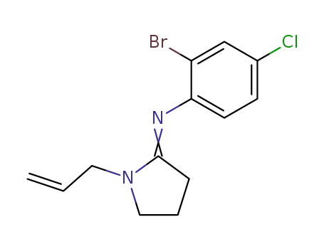 Molecular Structure of 27033-99-4 (2-bromo-4-chloro-N-[(2E)-1-(prop-2-en-1-yl)pyrrolidin-2-ylidene]aniline)
