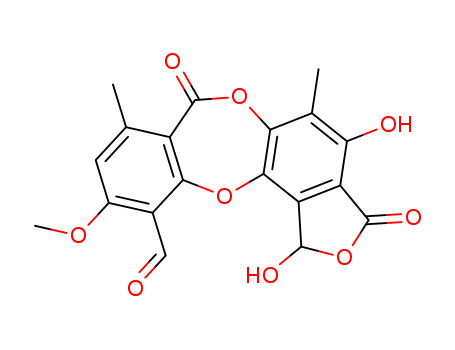 7H-Isobenzofuro[4,5-b][1,4]benzodioxepin-11-carboxaldehyde,1,3-dihydro-1,4-dihydroxy-10-methoxy-5,8-dimethyl-3,7-dioxo- cas  549-06-4