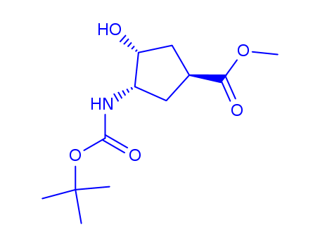 (1S,2R,4S)-N-BOC-1-Amino-2-hydroxycyclopentane-4-carboxylic acid methyl ester, 98% ee, 95%