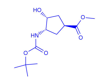 Molecular Structure of 321744-21-2 ((1S,2R,4S)-N-BOC-1-AMINO-2-HYDROXYCYCLOPENTANE-4-CARBOXYLIC ACID METHYL ESTER)