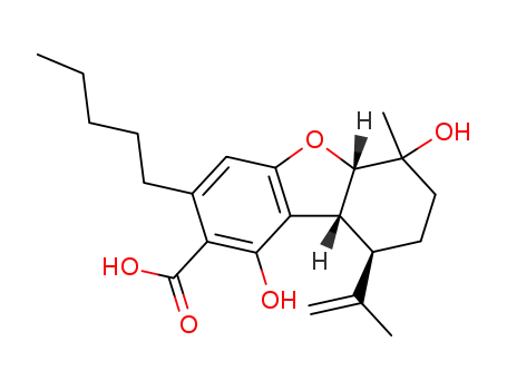 Molecular Structure of 26674-02-2 ((5aS)-5aβ,6,7,8,9,9aβ-Hexahydro-1,6β-dihydroxy-6-methyl-9β-(1-methylethenyl)-3-pentyl-2-dibenzofurancarboxylic acid)